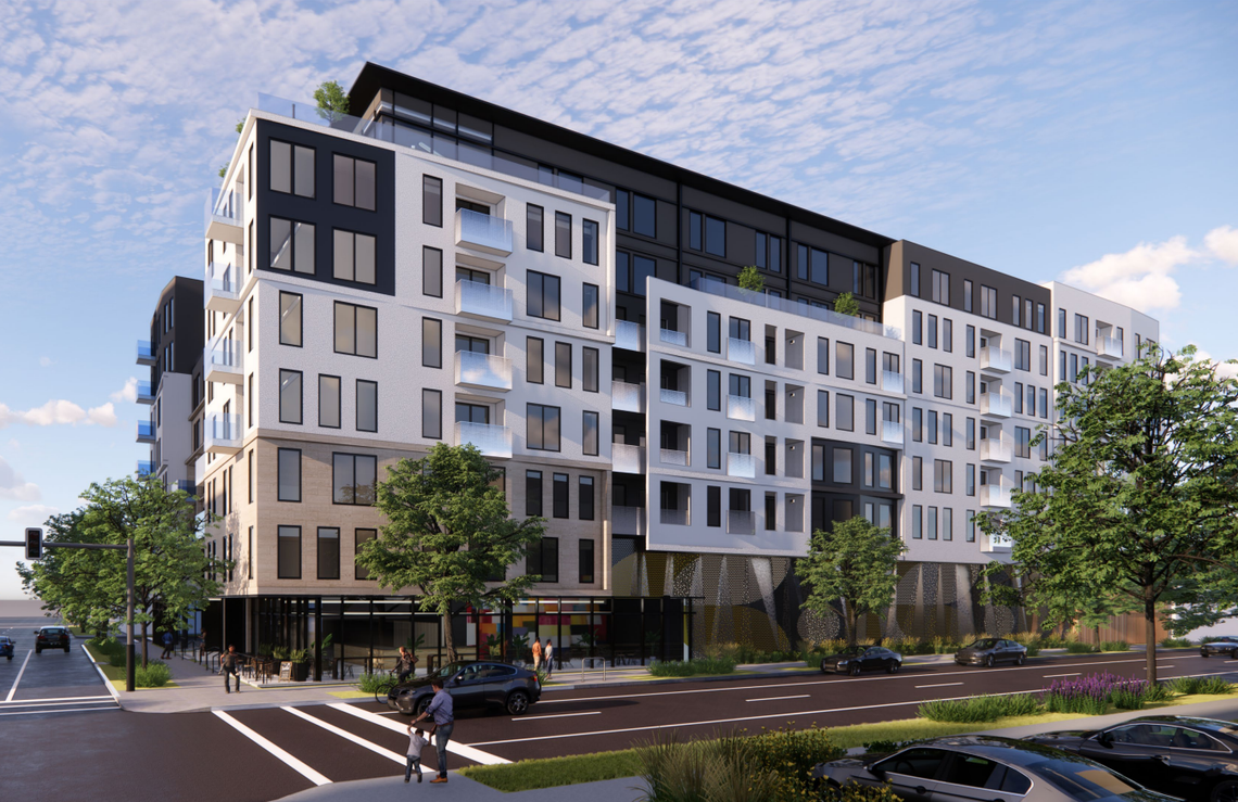 The T.A.. Group has proposed constructing an eight-story apartment building with 204 units at the corner of 11th and I streets in downtown Sacramento, Calif.