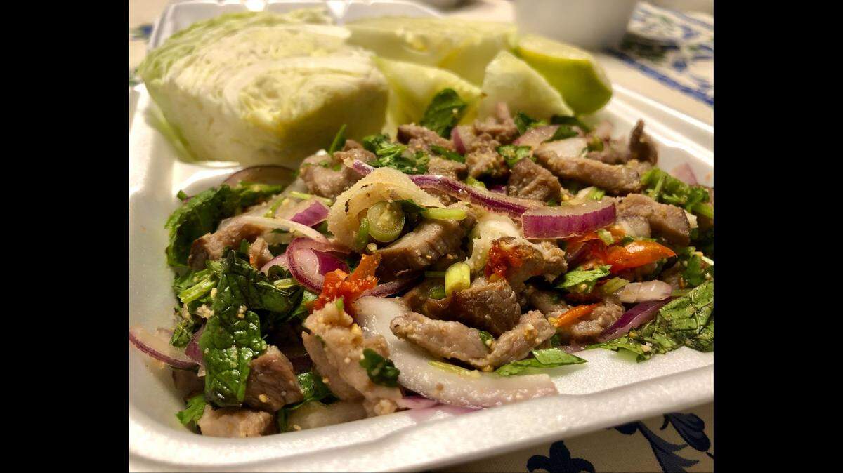 Taste of Angkor’s laab sach koo (beef larb).