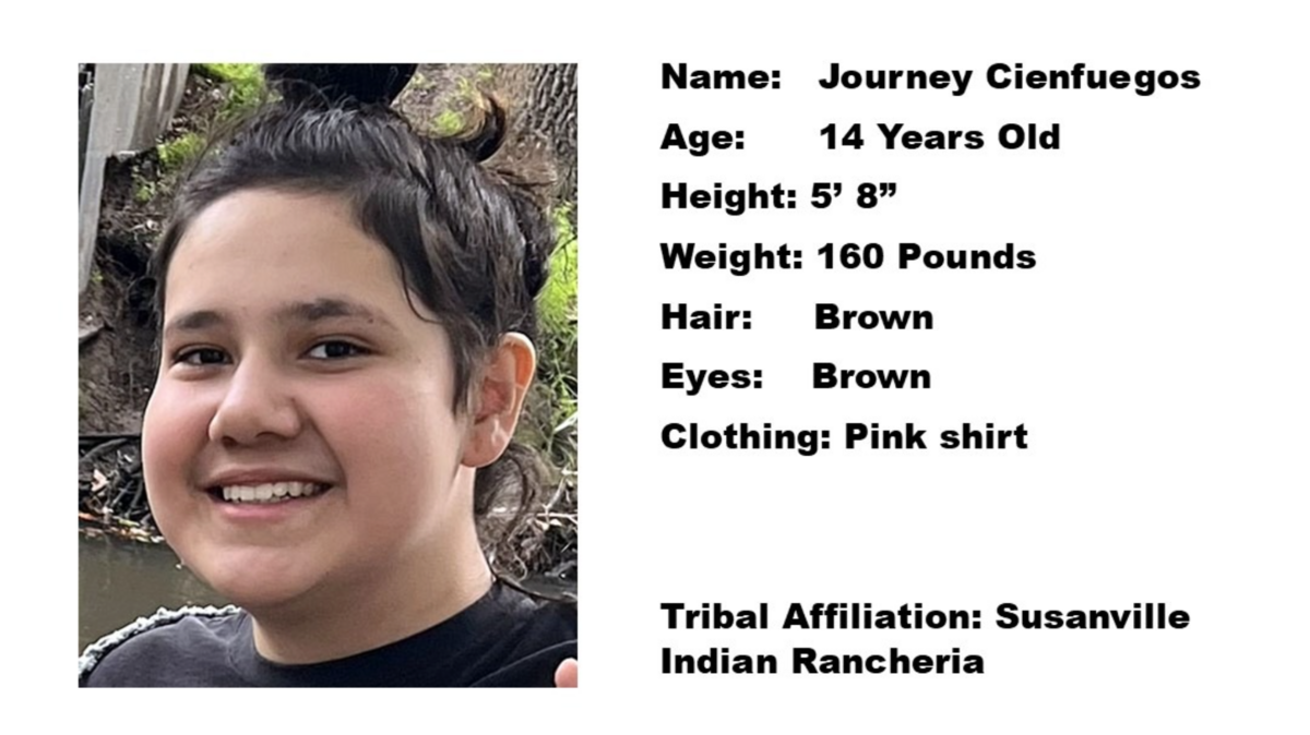 The Feather Alert issued for Journey Cienfuegos from the California Highway Patrol. The CHP is asking anyone who sees Cienfuegos to call 911.
