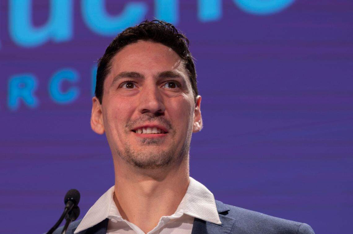 Federico Garcia, winner of Downtown Sacramento Foundation’s 2021 Calling All Dreamers annual competition for his Gusto Gaucho café concept, speaks at the State of Downtown breakfast on Tuesday, Feb. 22, 2022. The award includes cash and resources valued at $120,000 to launch his Argentinian storefront with hand-crafted empanadas and pastries. Garcia has previously sold his products at famers markets.