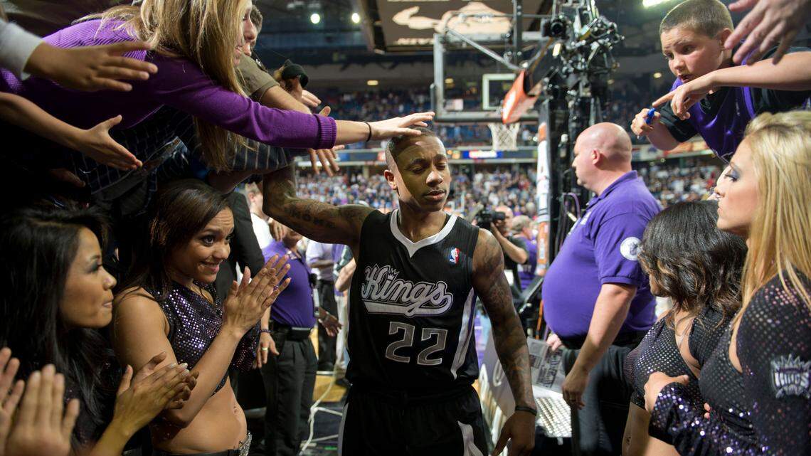 Kings point guard Isaiah Thomas is greeted by fans as he leaves the court after the Kings’ 112-108 loss against the Los Angeles Clippers at Sleep Train Arena on April 17, 2013. Many thought it would be the Kings’ final game in Sacramento.