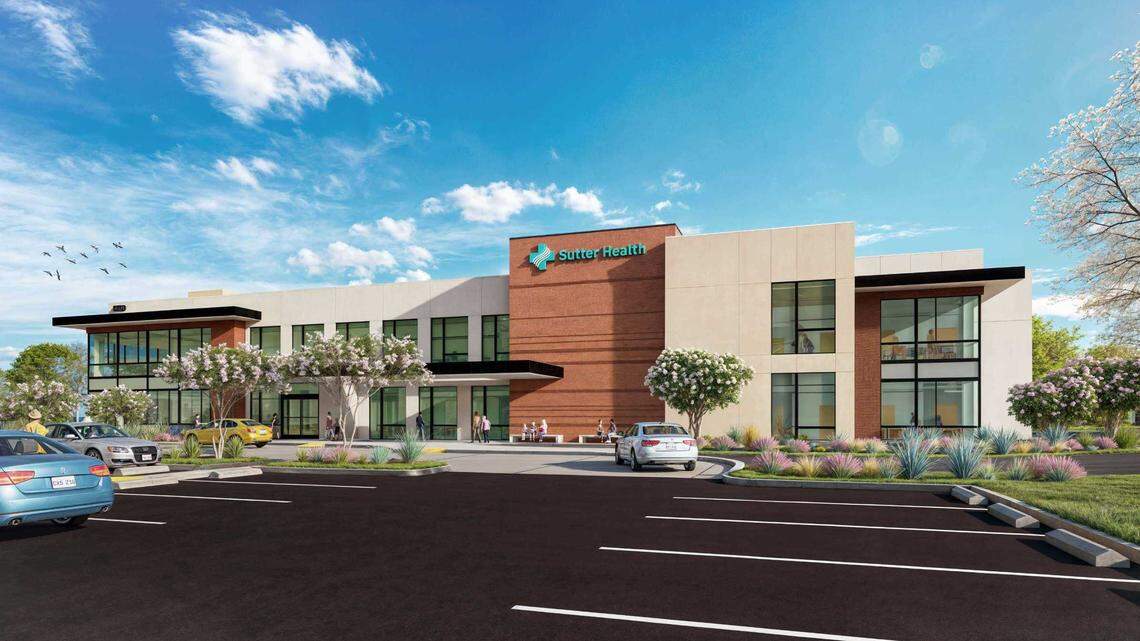 A rendering shows the planned Sutter Health specialty center in Elk Grove. The site will offer cardiology, obstetrics and gynecology, neurology, surgery and urology, among other services. 
