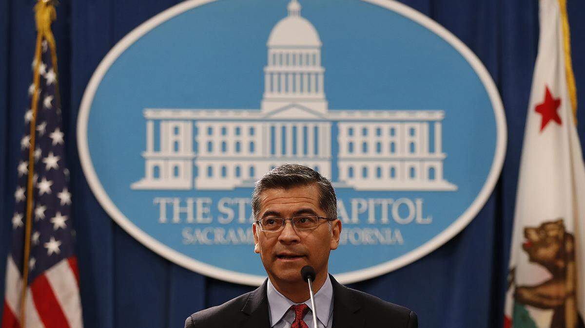 California Attorney General Xavier Becerra speaks during a press conference at the California State Capitol on March 7, 2018 in Sacramento, California. The press conference came in response to an earlier speech by U.S. Attorney General Jeff Sessions at a nearby hotel and the Justice Department’s decision to sue the State of California over its controversial sanctuary policies for undocumented immigrants.