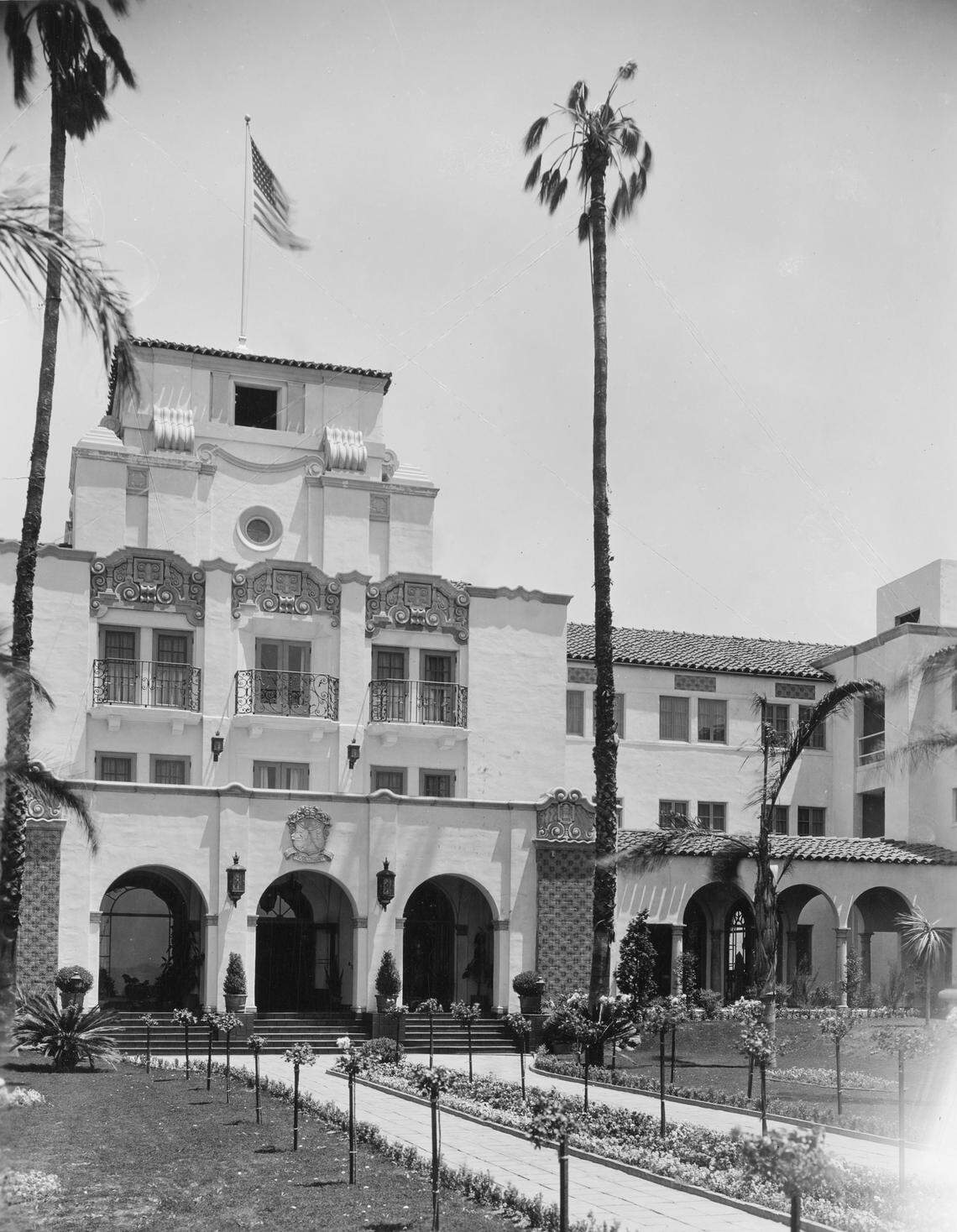 The Norconian Club in Norco, Calif., photographed soon after its 1929 opening, featured a casino, club lake and boathouse. It closed during the Great Depression and was purchased by the U.S. Navy to serve as a hospital during World War II. It was given to the state of California in the 1960s to serve as a prison. 