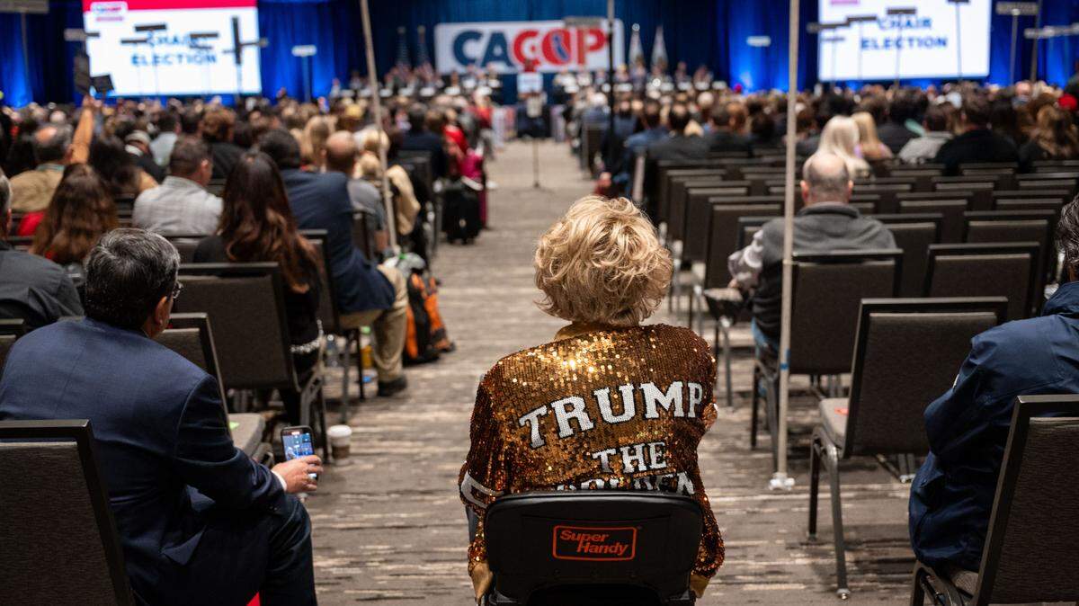 Republicans attend the CAGOP Spring organizing convention at the SAFE Credit Union Convention Center in Sacramento on Sunday, March 16, 2025.