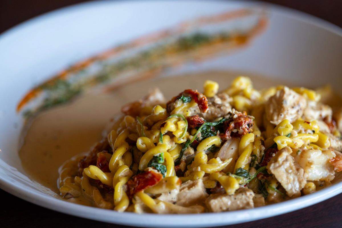 The Tuscan chicken and shrimp ($25) – chicken and shrimp sautéed with spinach, sun-dried tomatoes, garlic, heavy cream and chili flakes served on a bed of casarecce pasta – is ready to serve at Ippolito’s Trattoria in Rosemont earlier this month.