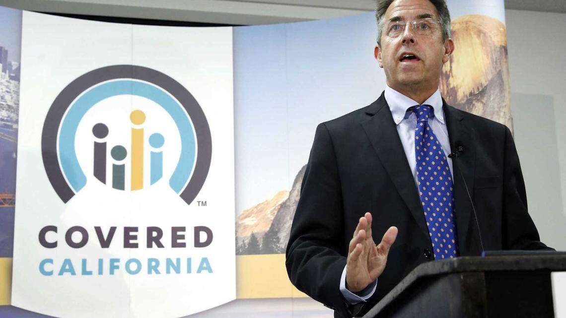 Peter Lee, executive director of Covered California, the state’s health insurance exchange, talks at a news conference in 2013. On Tuesday, Lee announced health insurance premiums for people who purchase coverage through the state marketplace will increase an average of 0.6% in 2021. Residents of El Dorado, Placer, Sacramento and Yolo counties will see their premiums increase an average of 2.3%.