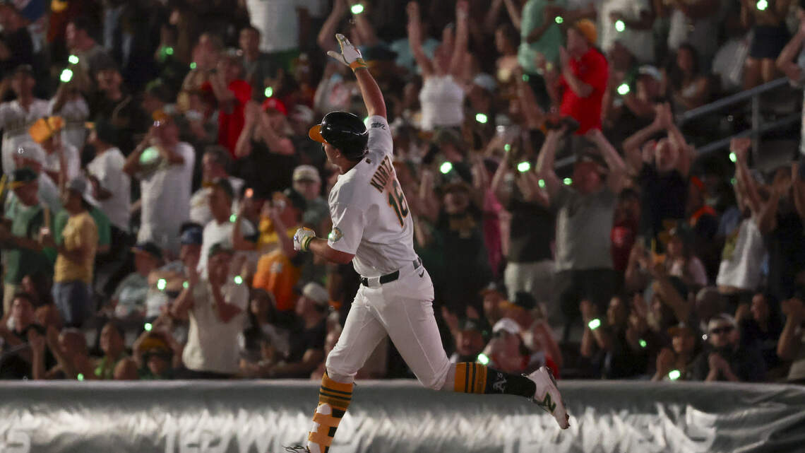 A’s Nick Kurtz stays hot in Vegas with longest homer of MLB season. How far?