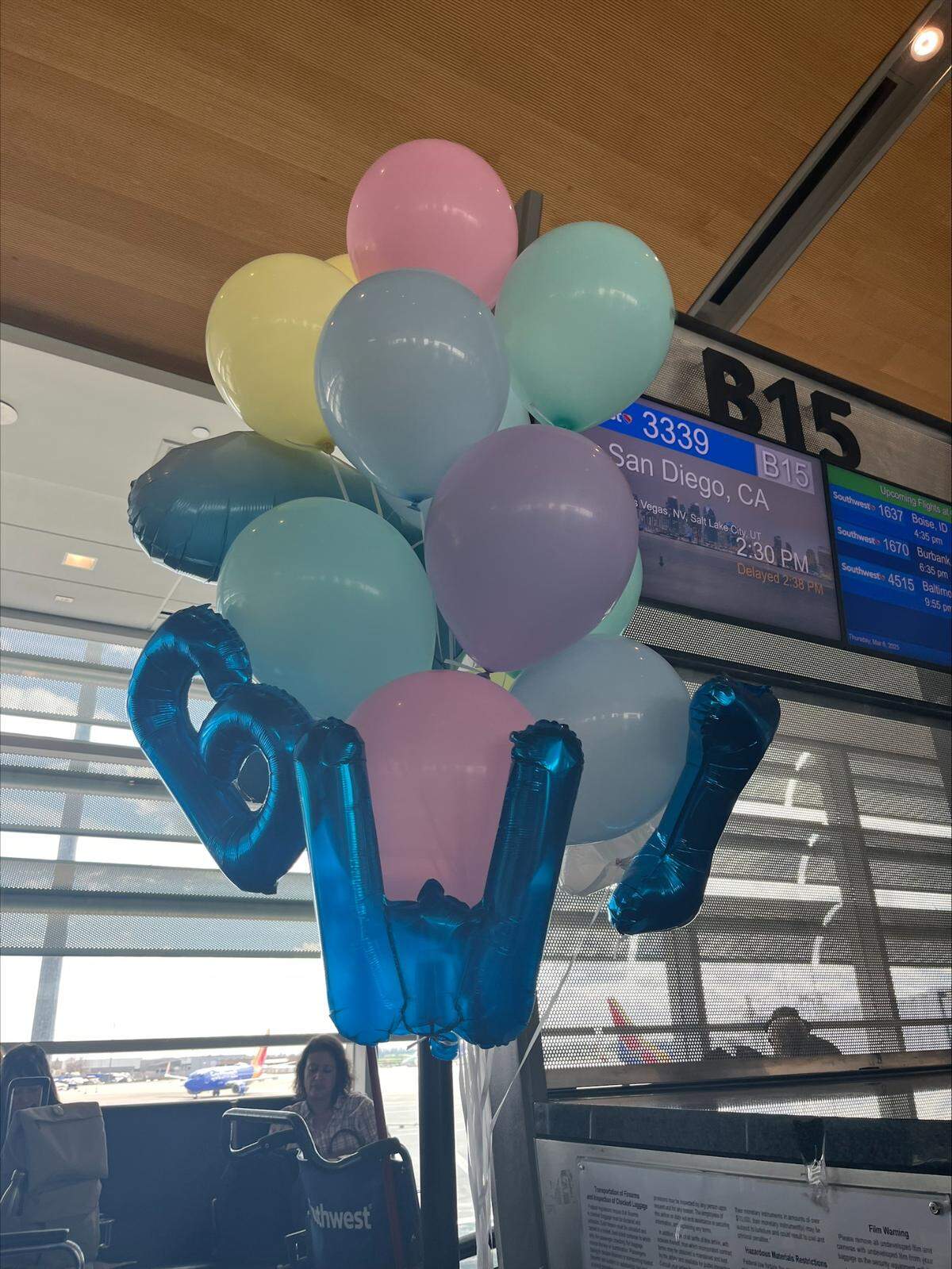 Gate B15 at Sacramento International Airport was decorated on March 6, 2025 to commemorate Southwest Airlines’s inaugural direct flight between Sacramento and Baltimore/Washington International Thurgood Marshall Airport.