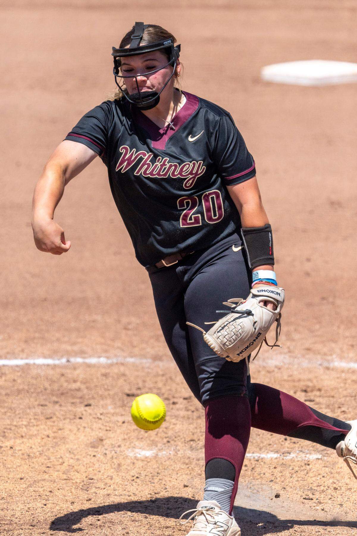 The Whitney Wildcats’ Taylor Cordell pitches during the CIF Sac-Joaquin Section Division II championship softball game against the Rocklin Thunder at Sacramento State on Saturday, May 24, 2025.