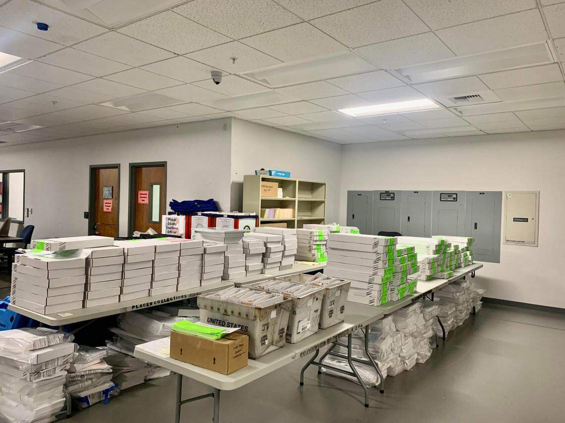 At the Placer County Elections Office, vote-by-mail ballots are sorted by supervisorial district before being tabulated.