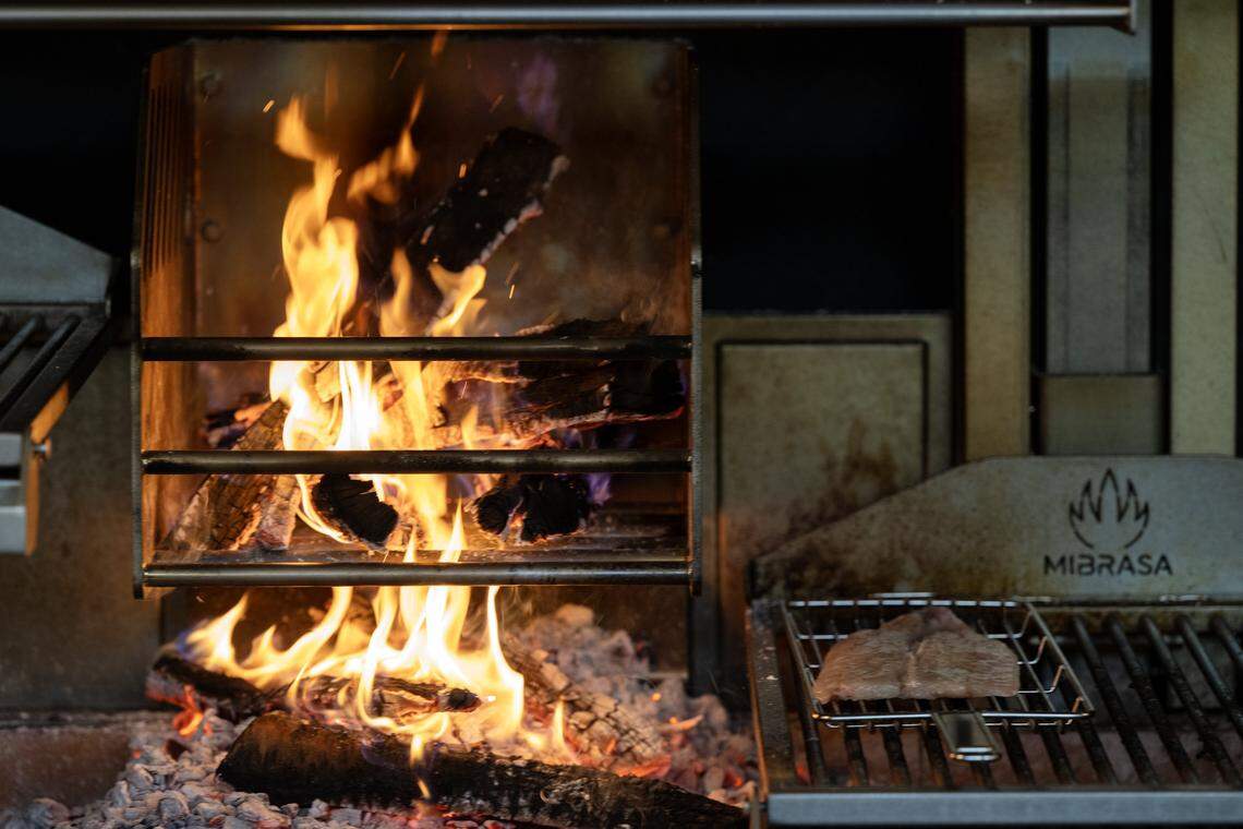 The wood burning stove at Aiona in Sacramento on Thursday, April 16, 2026.