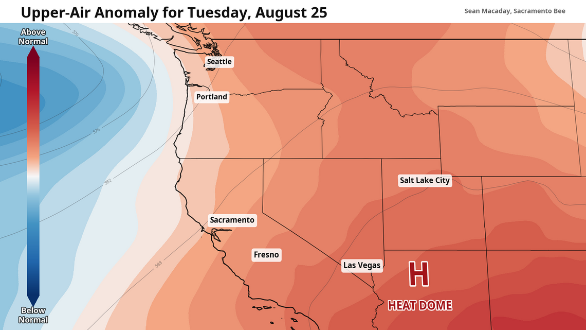 Heat dome bakes southern half of CA as Sacramento remains in 90s. When will it cool?