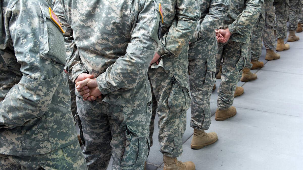 Soldiers lining up for the annual New York City Veterans Day Parade