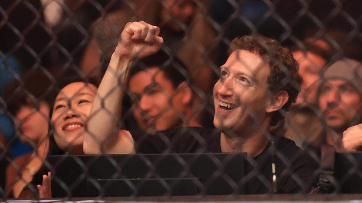 Mark Zuckerberg attends UFC 298 at Honda Center on Feb. 17, 2024, in Anaheim, California. 