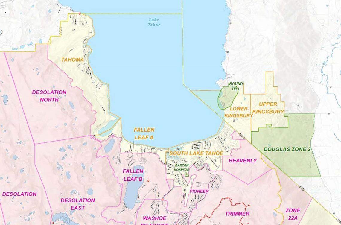 A Cal Fire graphic shows active evacuation orders Sunday after residents of South Lake Tahoe were allowed to return.