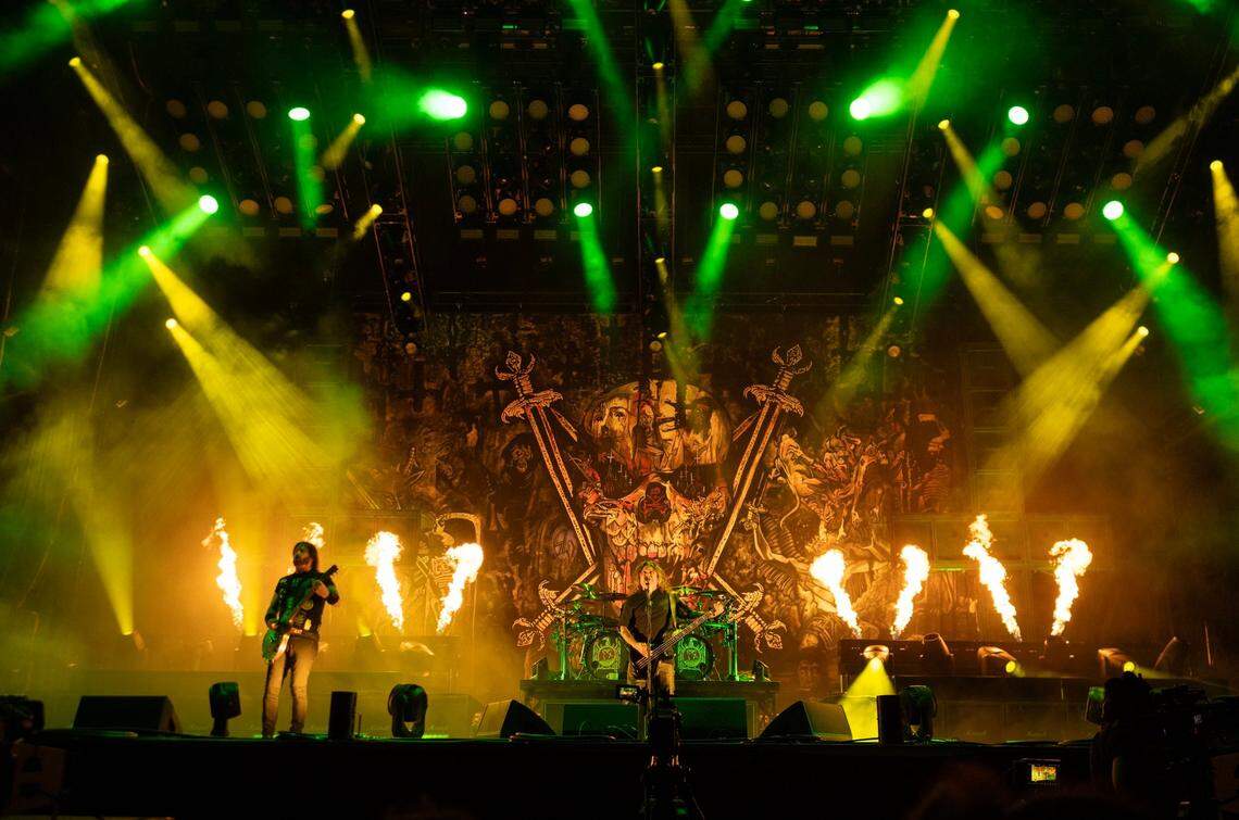 Slayer performs in the first day of the Aftershock festival on Thursday, Oct. 10, 2024 at Discovery Park.