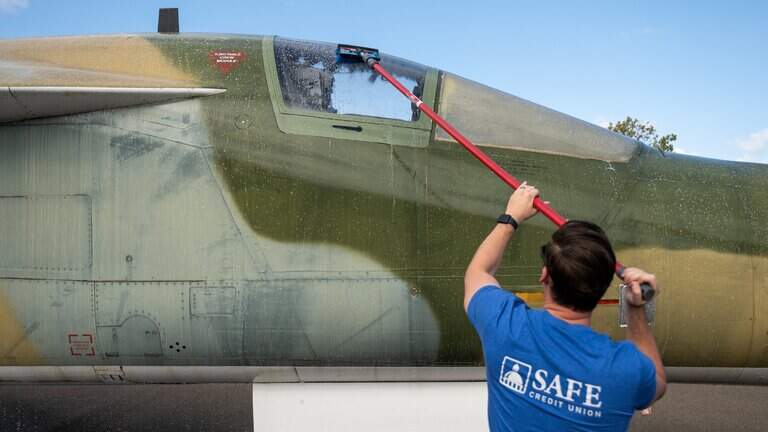 The Aerospace Museum of California has over 35 airplanes. Here’s how they get cleaned