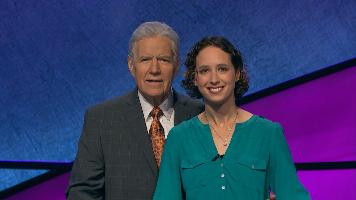 Jeopardy host Alex Trebek and Hannah Safford posed for a photo when she taped her episode in March. The episode will air July 9, 2019.