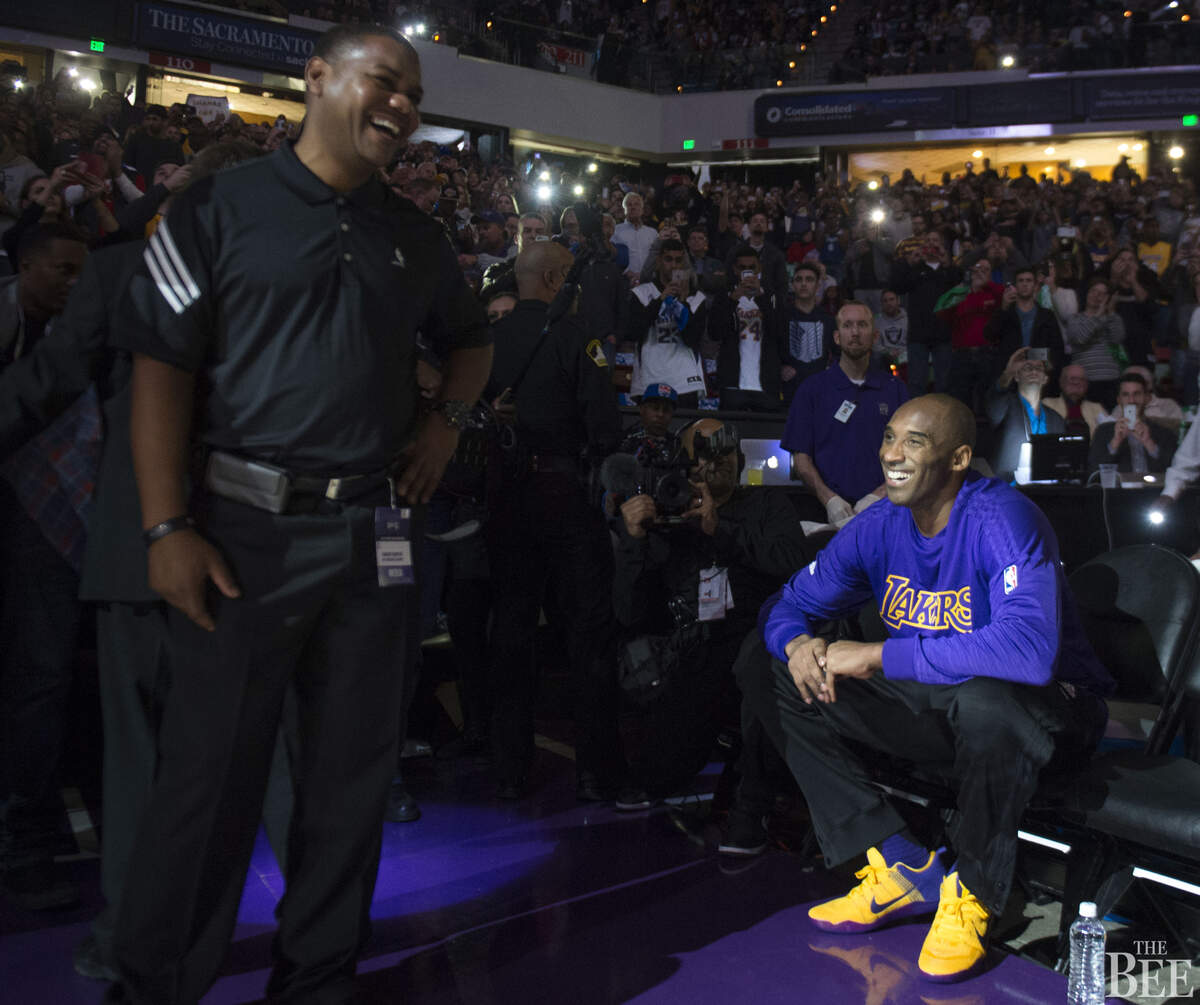Los Angeles Lakers forward Kobe Bryant (24) is introduced at the beginning of the game.