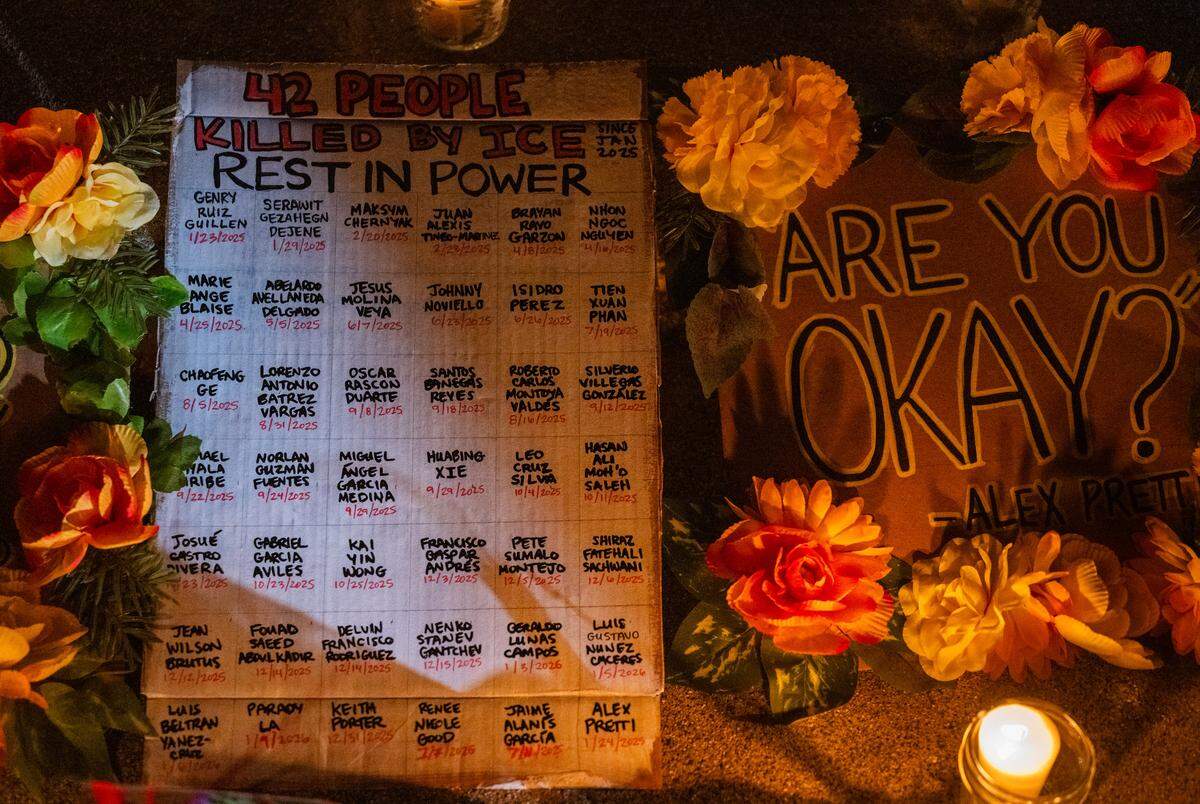 The name of Alex Pretti, the ICU nurse killed by a federal agent in Minneapolis days ago, concludes a list of people killed by ICE at a memorial at Southside Park in Sacramento on Monday.&nbsp;“Are you OK?” – believed to Pretti’s last words – is written on a card nearby. 