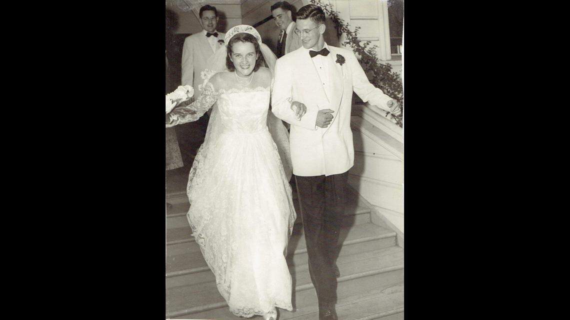 Ed Grebitus and his wife Beth Breuner on their wedding day in 1950.