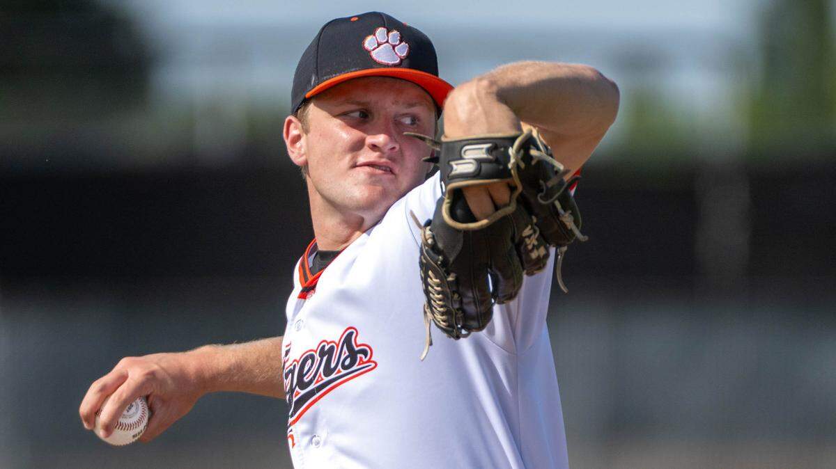 Roseville Tigers pitcher Tyler Ritter throws against the East Union Lancers in the CIF Sac-Joaquin Section baseball playoffs at Roseville High School on Tuesday in Roseville.