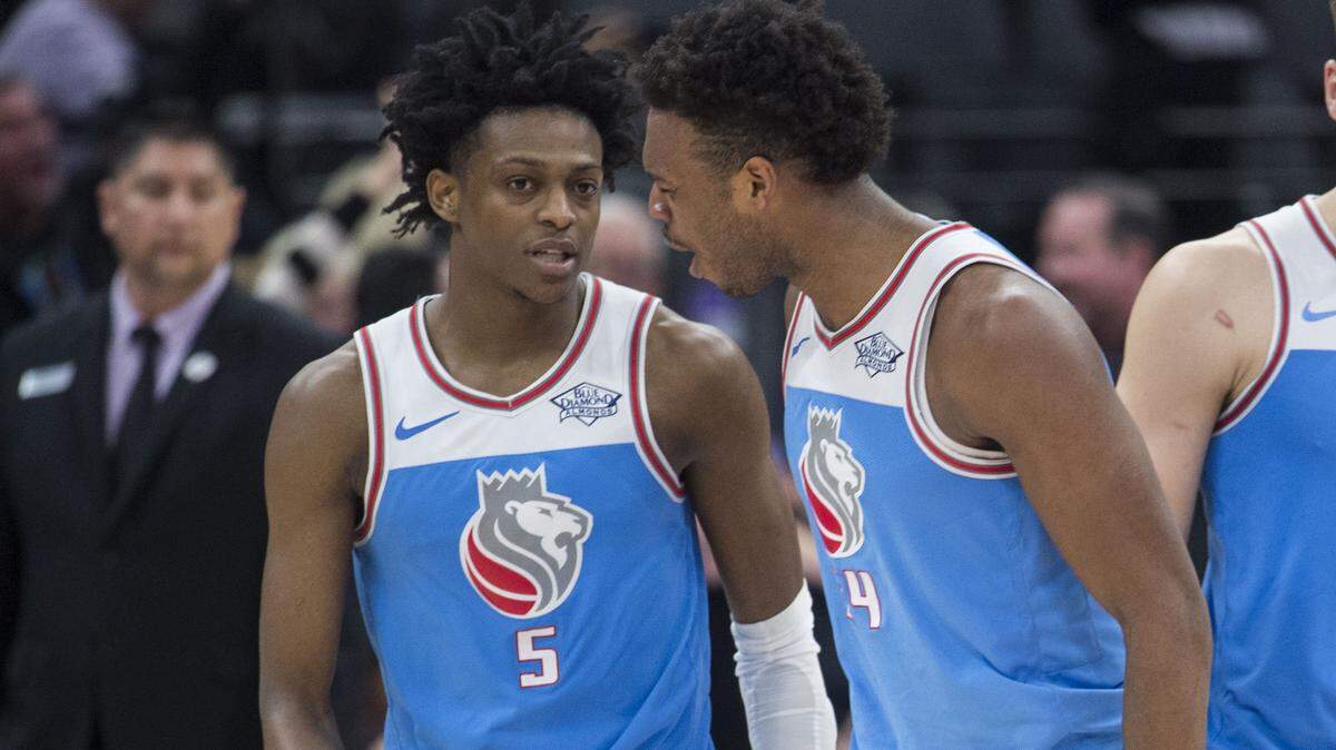 Kings guard De’Aaron Fox (5) and guard Buddy Hield in 2017. The Kings announced that they have exercised team options for the 2019-20 season for De’Aaron Fox, Buddy Hield, Justin Jackson, Harry Giles and Skal Labissiere.