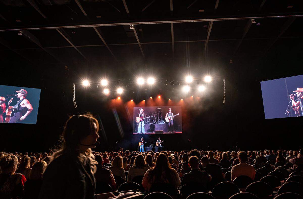Temecula Road performs for a large crowd at the internal VIP grand opening of the Hard Rock Live venue, ahead of country music star and Yuba City local Tyler Rich, on May 26.