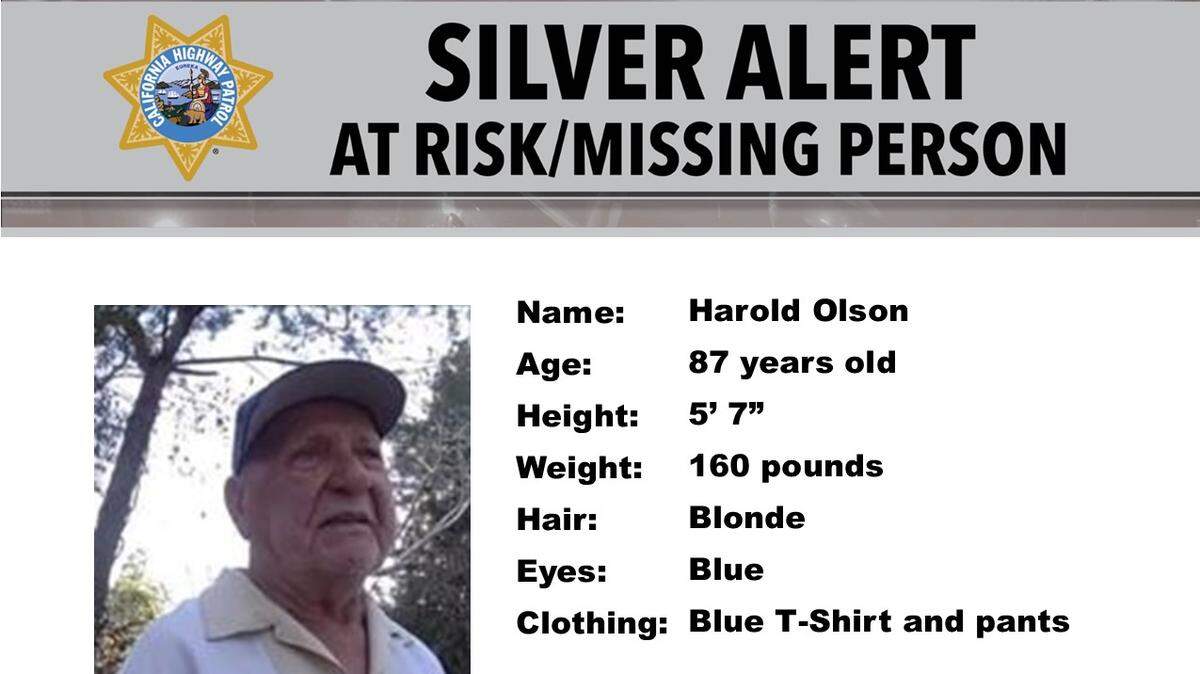 Harold Olson, 87, has been missing since around 7 a.m. Wednesday and was last seen walking on J Street in Sacramento, authorities said.