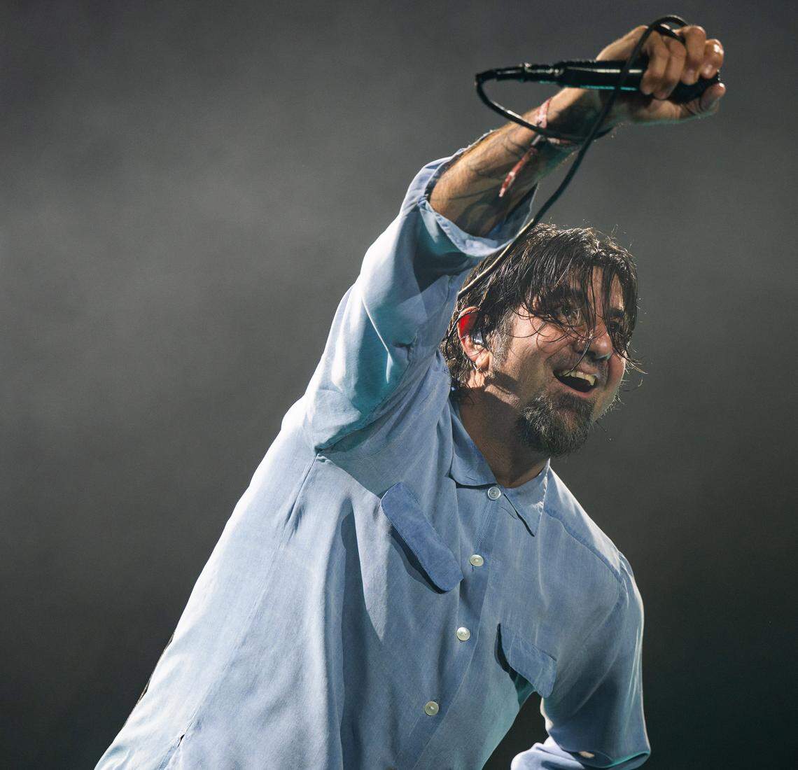 Deftones vocalist Chino Moreno performs during the Aftershock festival on Friday, Oct. 3, 2025, in Discovery Park. 