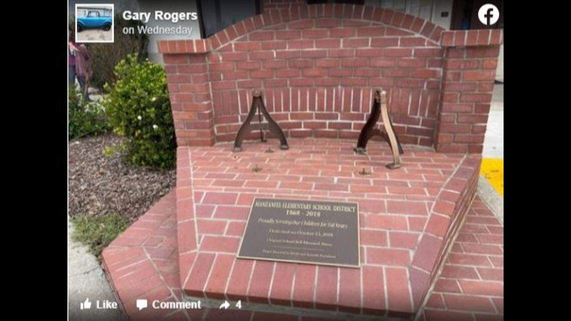 A 150-year-old bell has been stolen from the front of Manzanita Elementary School in Gridley, California, officials said. The bell, believed to be made of cast iron, has no monetary value.