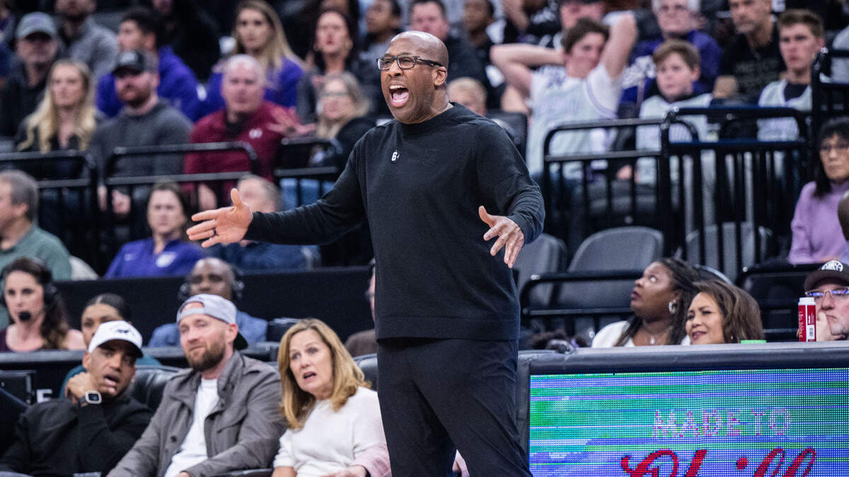 Sacramento Kings head coach Mike Brown reacts to a call against his team during an NBA game between the Sacramento Kings and the LA Clippers on Friday, March, 3, 2023 at Golden 1 Center in Sacramento.