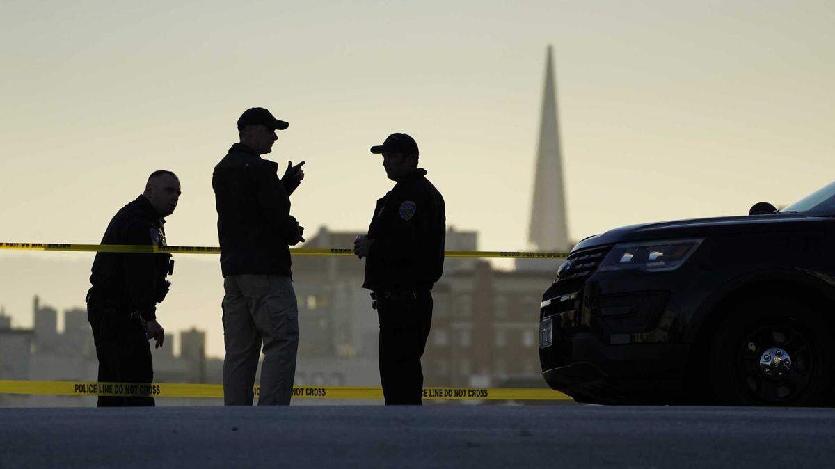 Police outside the home of House Speaker Nancy Pelosi and her husband in San Francisco on Oct. 28.