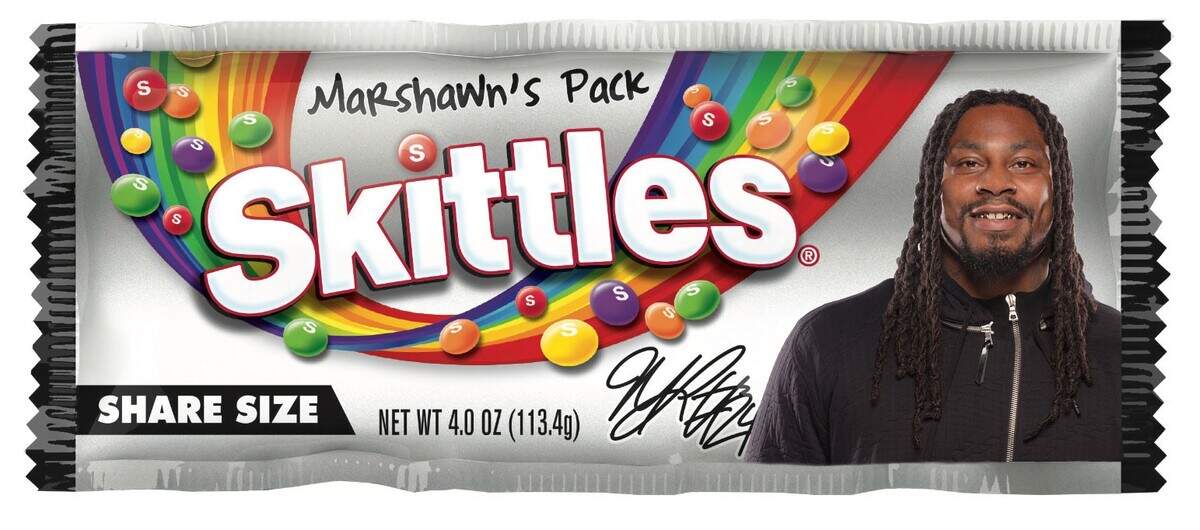 Skittles introduced the Marshawn’s Pack on Tuesday in tribute to Raiders running back Marshawn Lynch, who has been linked to the candy for years.