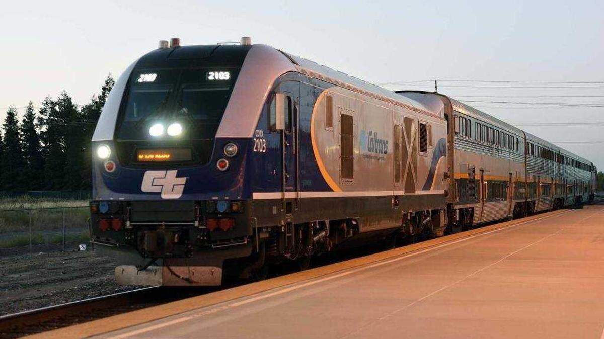A San Joaquins engine is seen in 2018 in Modesto. The train service between Oakland and Bakersfield, with some service to Sacramento, was renamed Gold Runner this month by the San Joaquin Joint Powers Authority.