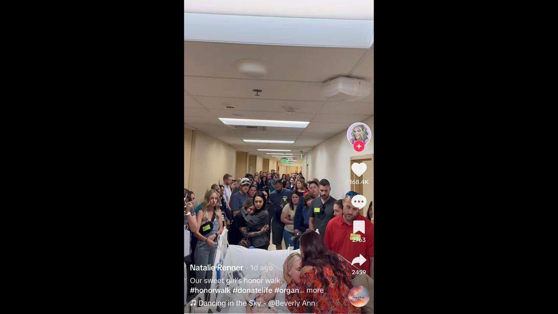A 1-year-old girl was given the walk of honor at a California hospital after her parents chose to pursue organ donation.