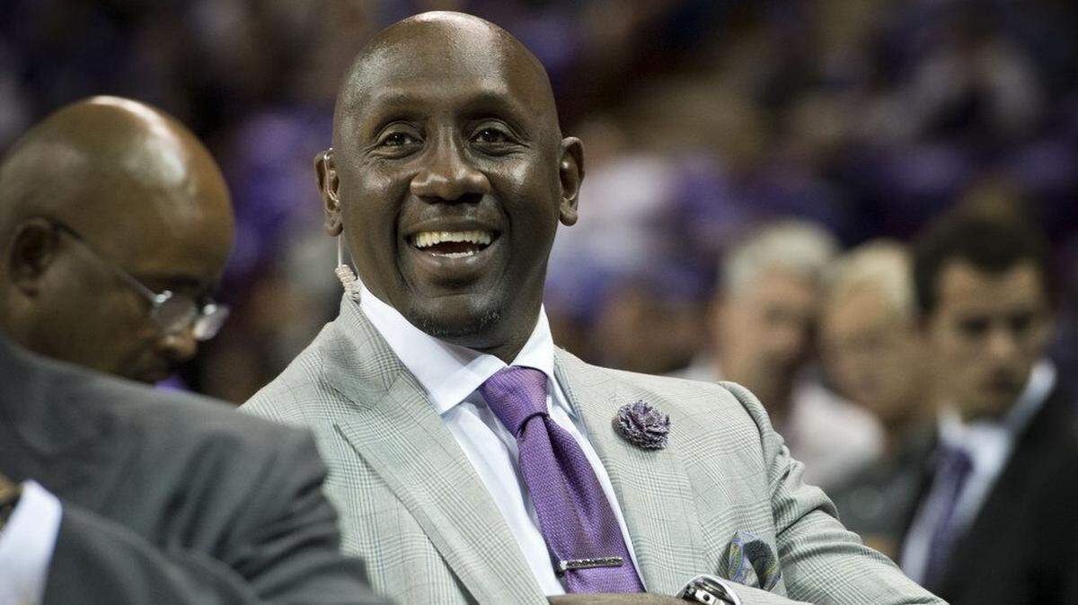Former Sacramento Kings player Bobby Jackson makes his debut appearance as analyst for Comcast SportsNet California during the Sacramento Kings opener against the Golden State Warriors at Sleep Train Arena in 2014.
