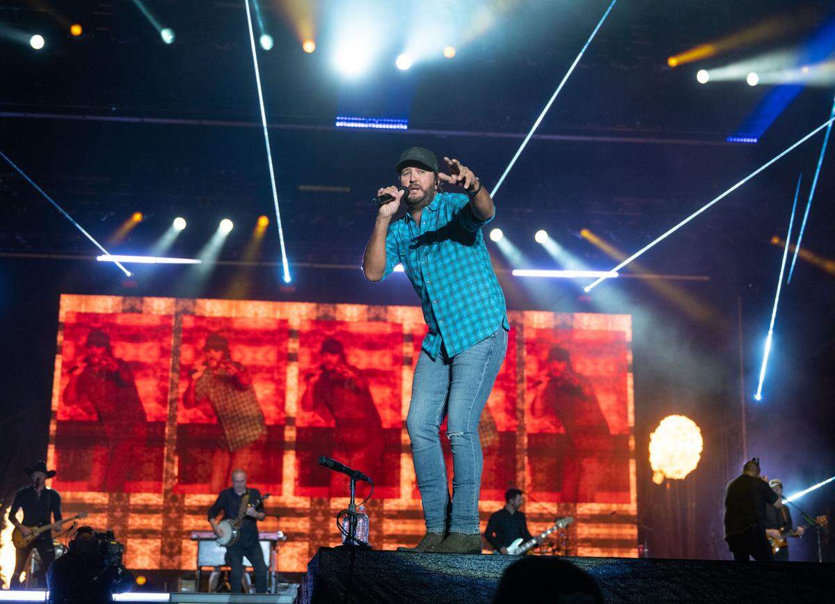 Country music star Luke Bryan closes out the GoldenSky Country Music Festival at Discovery Park in Sacramento on Sunday.