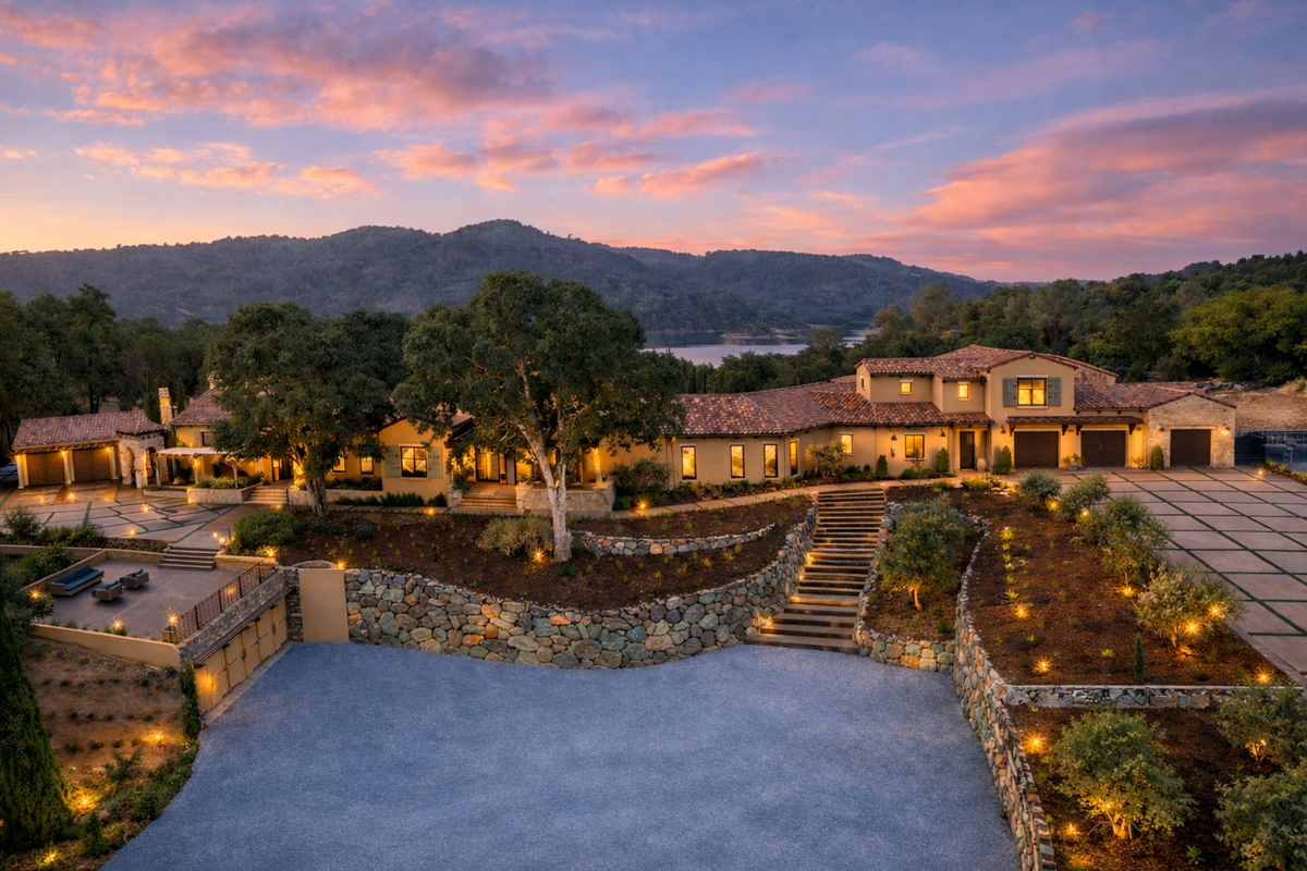 The 8,147-square-foot Loomis villa sits on 4.7 acres overlooking Folsom Lake.