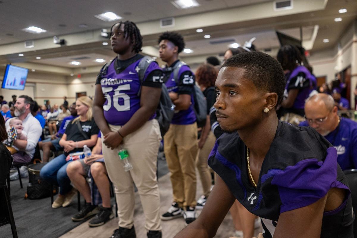 Sacramento Charter High student Makaias Smalls, right, was joined by a couple of hundred members of the St. Hope student body in support of renewing the school’s charter at the Sacramento City Unified school board on Thursday. Smalls spoke during the meeting.