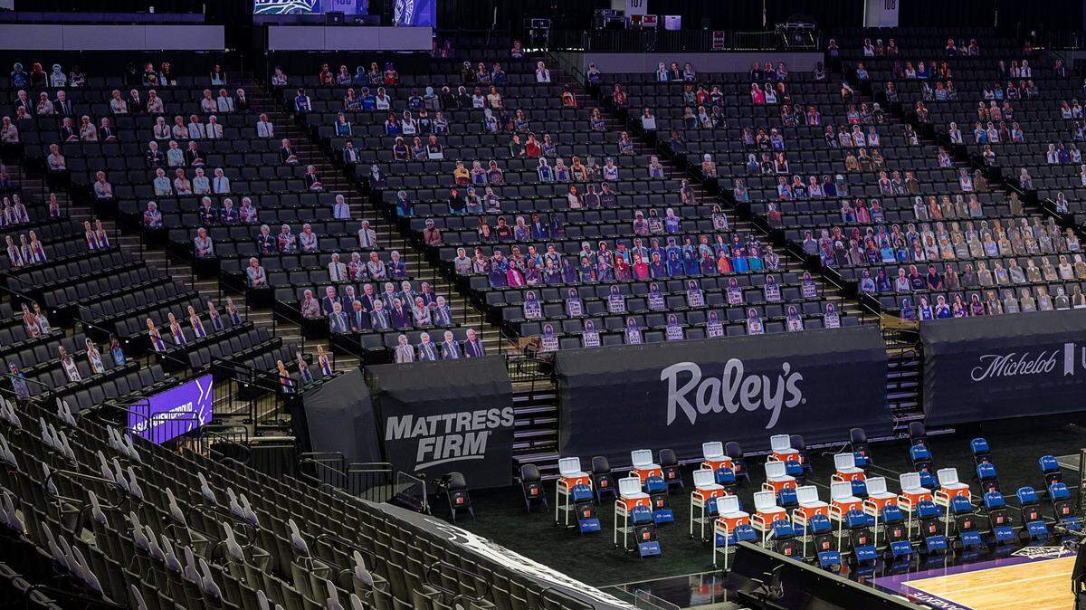 Sacramento Kings fans will be able to sit social distanced between cardboard cutouts, many of which feature former coach Jerry Reynolds, when they return to watch the Kings in person at Golden 1 Center. The cutouts were one of the COVID-19 safety measures the team previewed on Friday, April 16, 2021, in Sacramento.