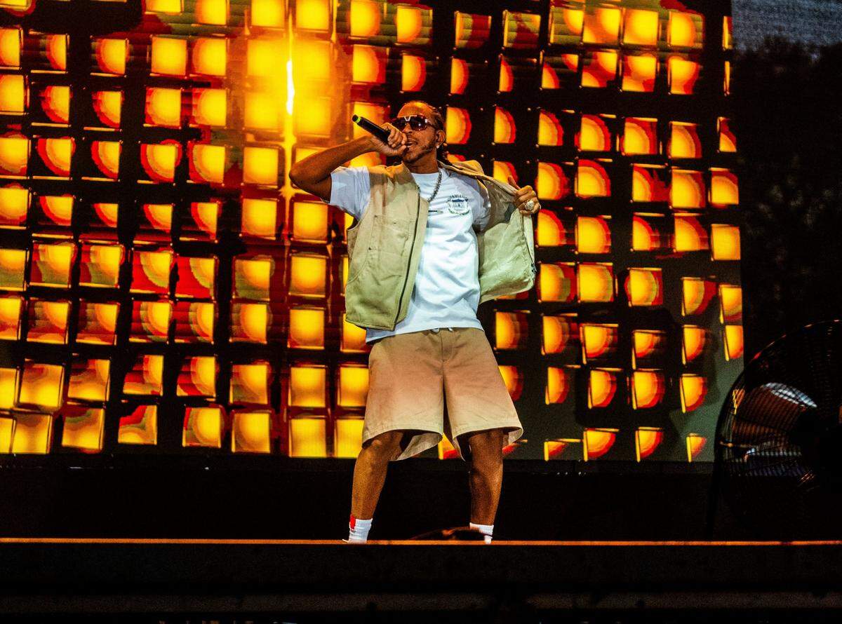 Ludacris performs for an overflow crowd on the Sky River Casino stage during opening night of the California State Fair at Cal Expo on Friday.