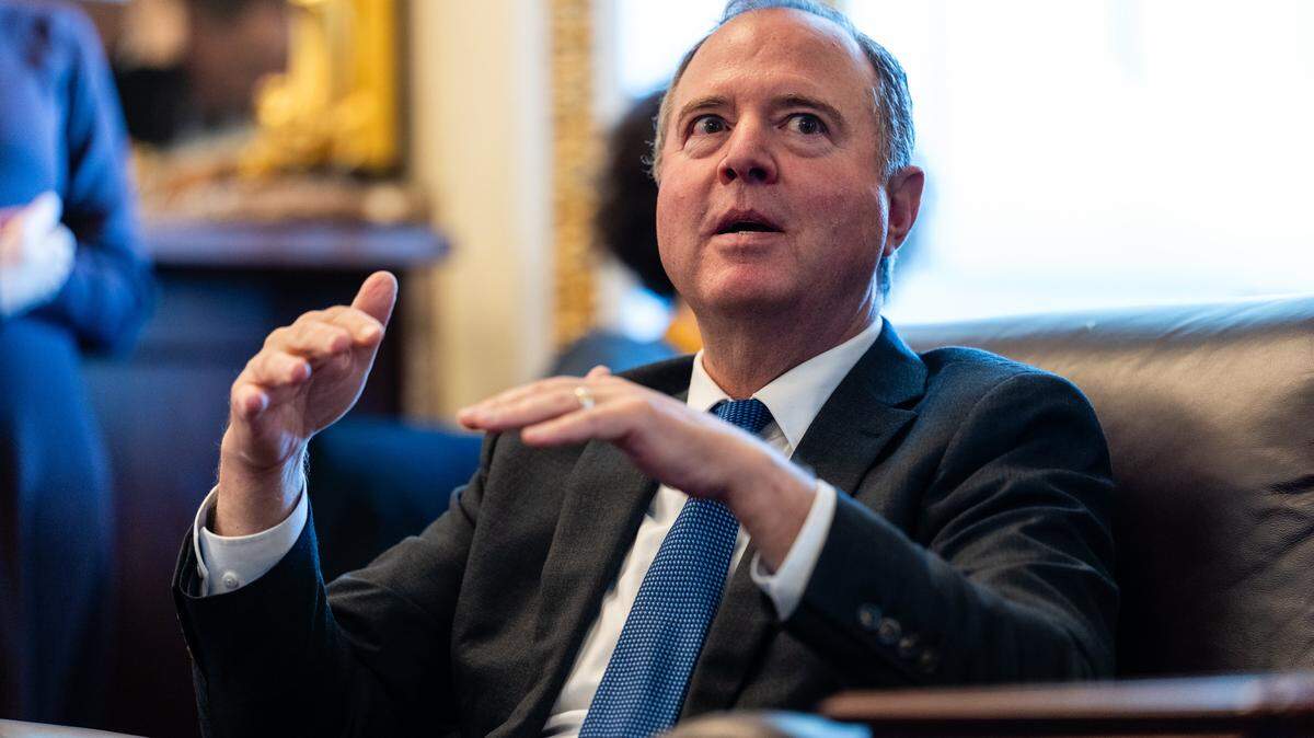 U.S. Sen. Adam Schiff, D-Calif., participates in a pad and pen meeting with reporters at the U.S. Capitol on November 6, 2025, in Washington, D.C.