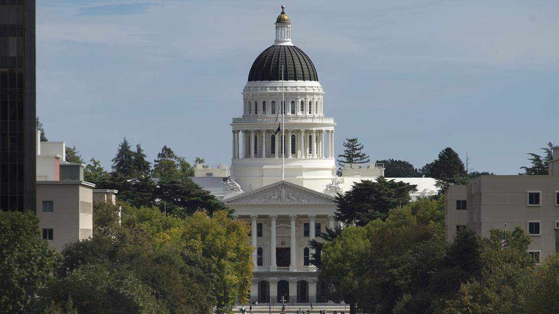The California State Capitol building from the Tower Bridge in Sacramento in 2013.