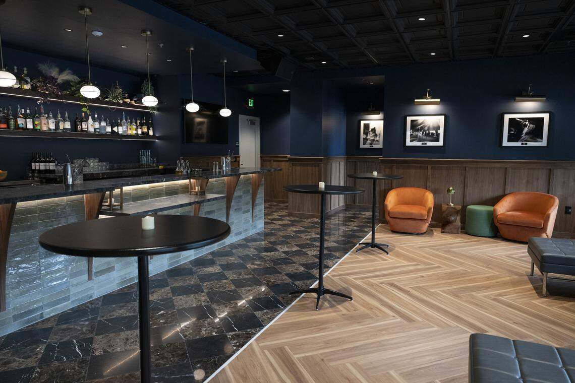 The bar and lounge area at Studio 24, a new VIP section at music venue Channel 24, in Sacramento on Tuesday, April 21, 2026.