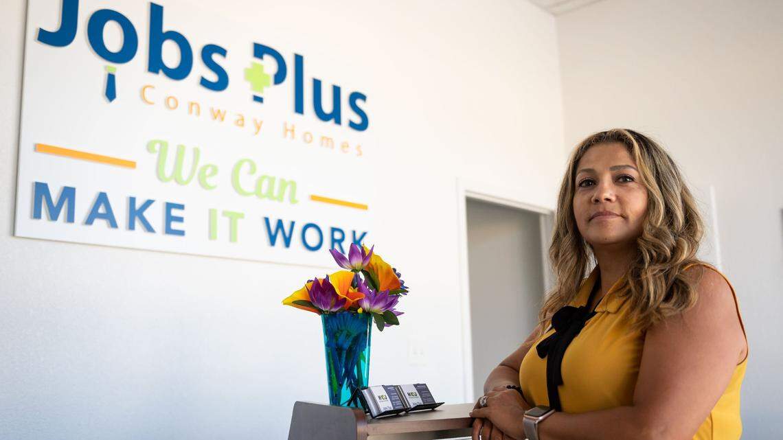 Anita Renteria is a lead workforce development specialist for residents at Conway Homes public housing in Stockton. More people are expected to seek jobs now that federal unemployment benefits are ending. Renteria is photographed at the Jobs Plus Employment Center for Conway Homes on June 24, 2021.