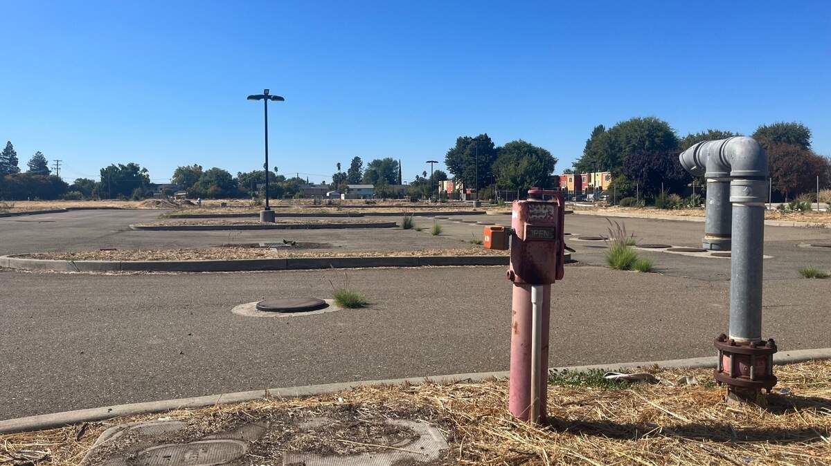 The parking lot that will house a future tiny home community for homeless individuals at 6780 Stockton Blvd. in Sacramento photographed on Wednesday.