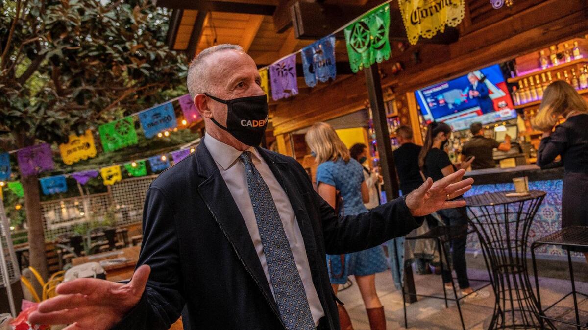 Sacramento City Mayor Darrell Steinberg watched early election returns for the presidential race with staff as he had dinner at La Cosecha in Sacramento on Tuesday, Nov. 3, 2020. “Measure A is very important to me but more important is the country,” said Steinberg.