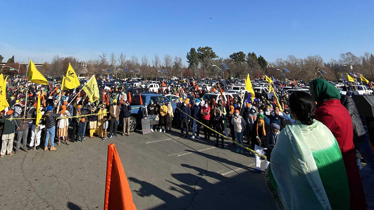Thousands gather at Sacramento State on Saturday, Dec. 19, 2020, to protest India’s new farming laws, which advocates say will make it easier for Punjabi farmers to be exploited.